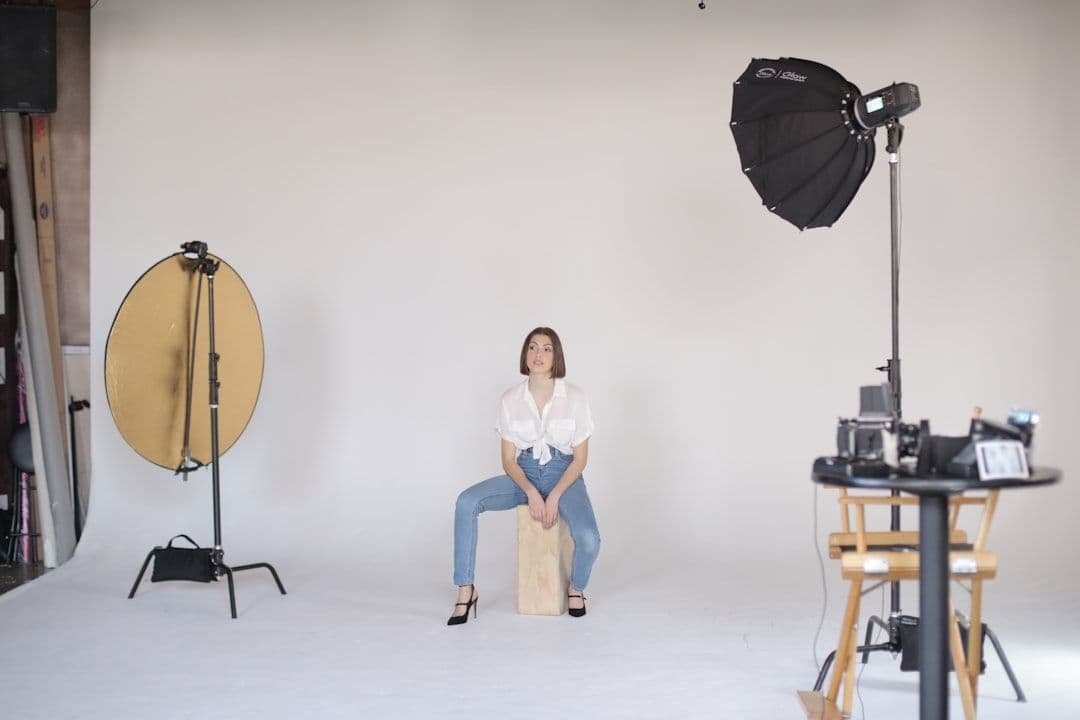 Split light hard shadow editorial setup